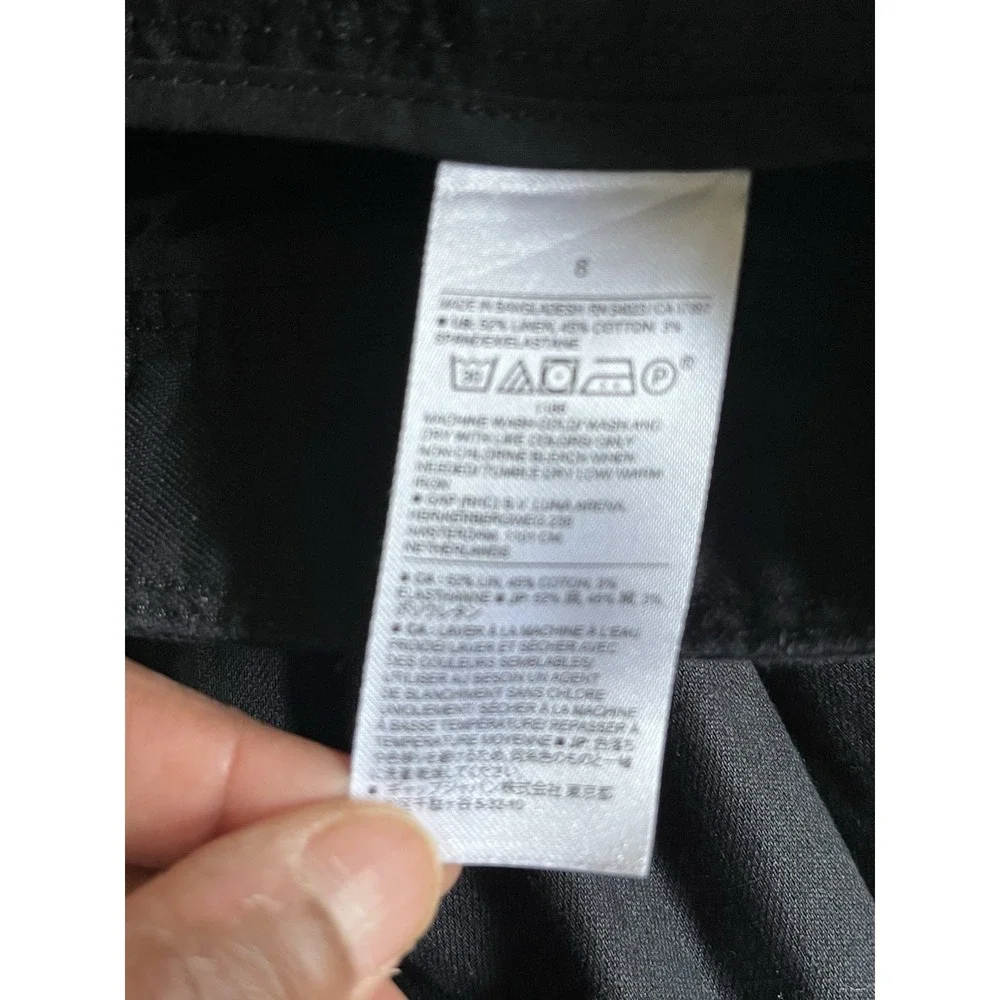 Banana Republic Trousers Linen Blend Pleated Wide Leg Pants Womens Black, Size 8